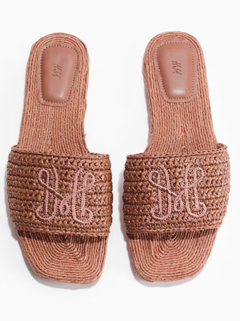 H&M Women's Brown Woven ESPADRILLE SANDALS Slide Mules